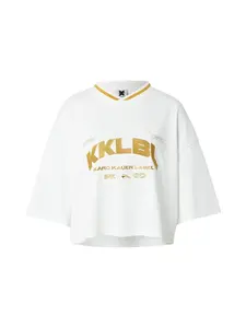 Karo Kauer Oversize tričko  zlatá / biela
