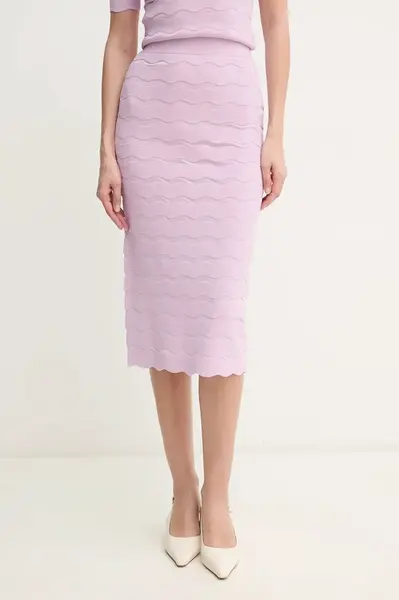 Sukně Herve Leger Eloise fialová barva, midi, pouzdrová, SCJ3515831