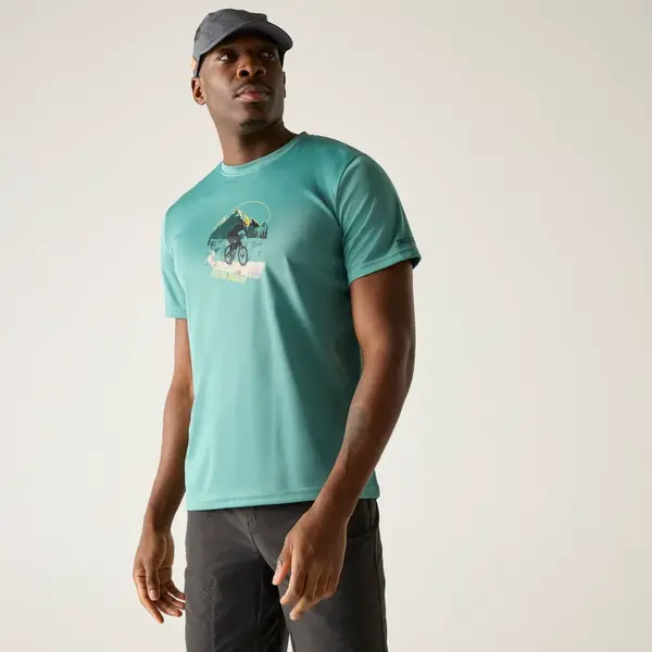 Pánské funkční tričko regatta fingal slogan tyrkysová xl