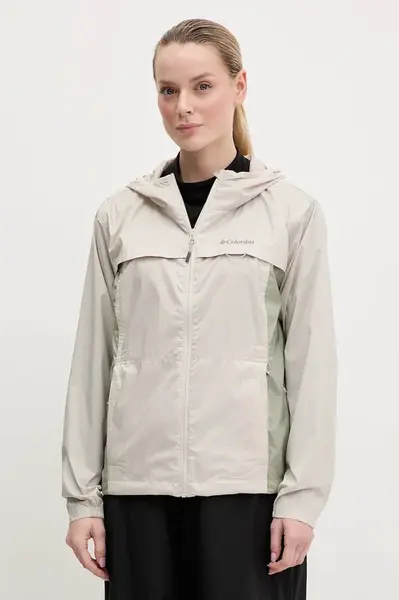 Outdoorová bunda Columbia Crested Canyon Windbreaker béžová barva, 2116481