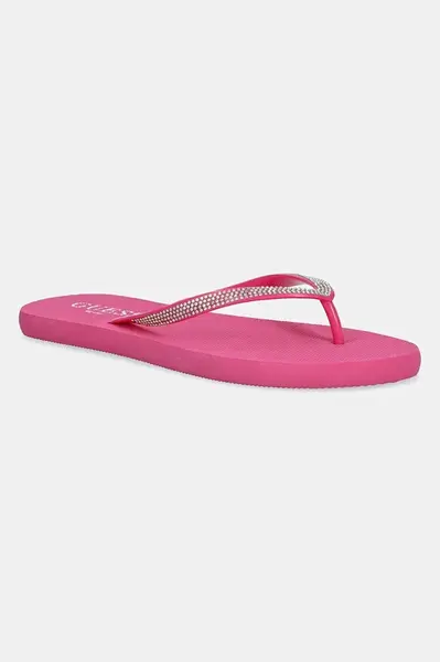 Žabky Guess FLIP FLOP RHINESTONE dámské, růžová barva, na plochém podpatku, E5GZ05 BB00F