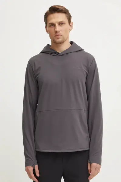 Tréninková mikina Calvin Klein Performance šedá barva, s kapucí, LVGMS5W346