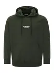 Jack & Jones Plus Mikina 'JJESOHO'  tmavozelená / biela