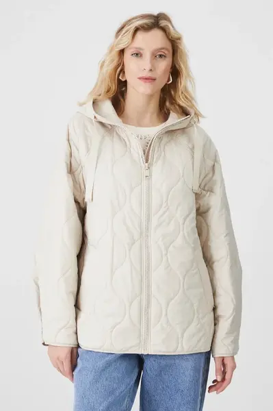 Bunda Medicine dámská, béžová barva, přechodná, oversize