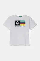 Dětské bavlněné tričko United Colors of Benetton bílá barva, s potiskem, 3I1XG10HT
