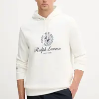 Mikina Polo Ralph Lauren pánská, bílá barva, s kapucí, hladká, 710978033