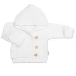 Baby Nellys Rostoucí pletený svetřík s kapucí, zapínání knoflíčky - bílý, vel. 68/74