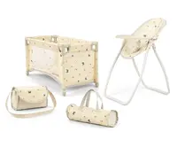 Sada pre bábiky 5v1, postieľka, stolička a hojdačka pre bábiky Elsa - béžová