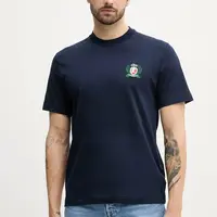 Bavlněné tričko Lacoste tmavomodrá barva, s aplikací, TH0027