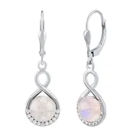 Silvego Stříbrné náušnice visací s pravým Měsíčním kamenem JST14710EMS