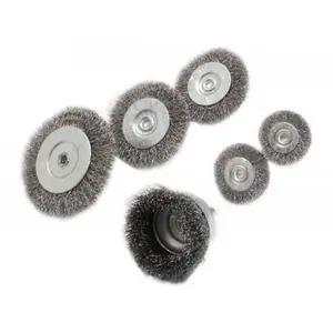 Sada vlnitých ocelových kartáčů, různé průměry, 6 ks - SATRA