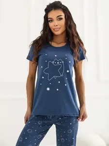 Dámská pyžama s potiskem - námořnická modrá