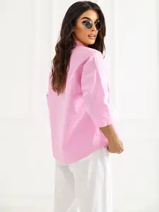 Růžová dámská košile s 3/4 rukávem