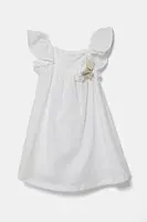 Dětské lněné šaty United Colors of Benetton bílá barva, mini, 43WBGV026