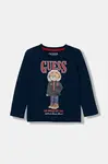 Detská bavlnená košeľa s dlhým rukávom Guess