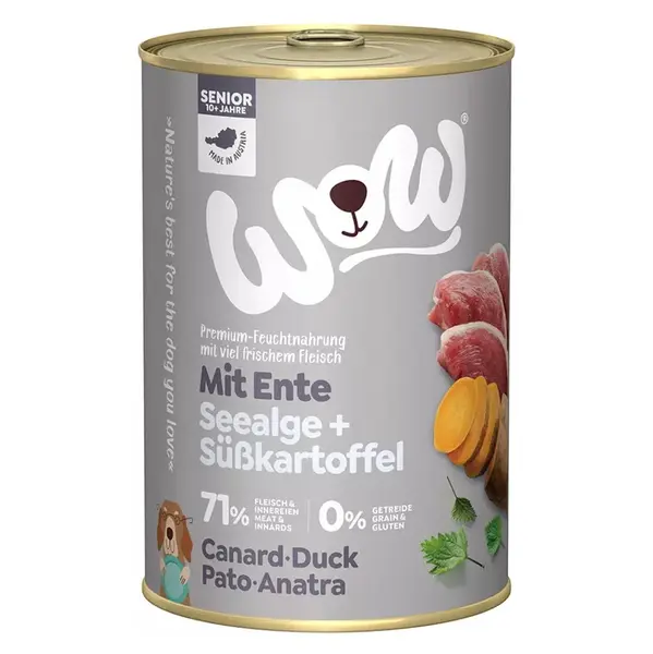 WOW Kachna s batáty senior konzerva pro starší a citlivé psy 400 g