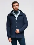Ombre Men's button-down sweatshirt with collar - navy blue