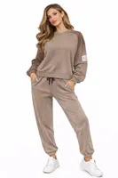 Dámská sametová tepláková souprava - světle hnědá