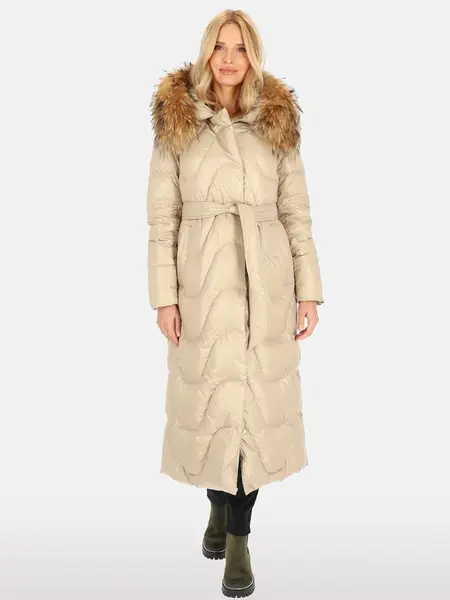 PERSO Woman's Women's real down coat with natural fur, color