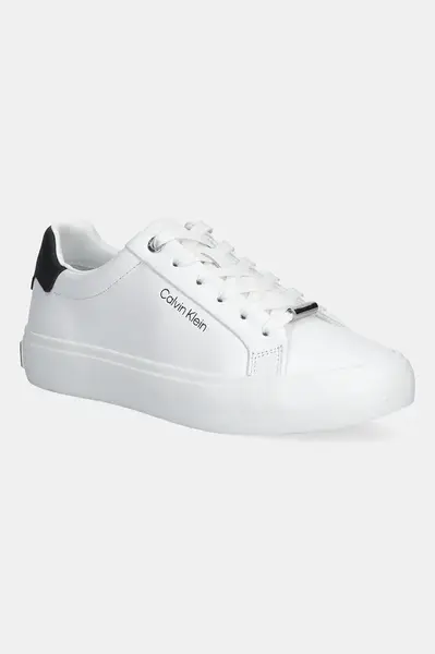 Kožené tenisky Calvin Klein VULC LACE UP LTH/MOIRE BT