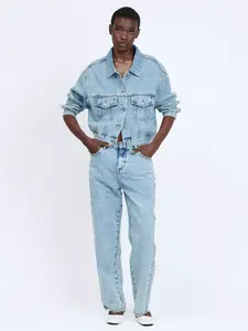 Influencer Prechodná bunda  modrá denim