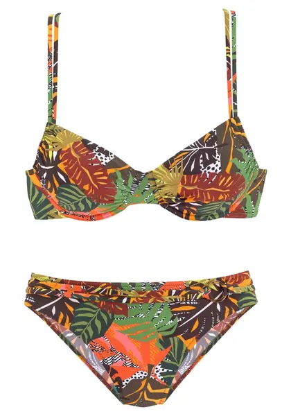 VIVANCE Bikiny  hnedá / žltá / zelená / oranžová