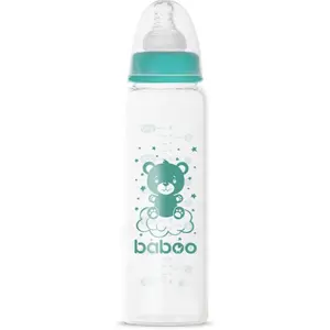 Baboo Anti-colic Glass Feeding Bottle Narrow Neck skleněná kojenecká láhev 3m+ 240 ml