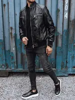 Pánska kožená prechodná bunda čierna