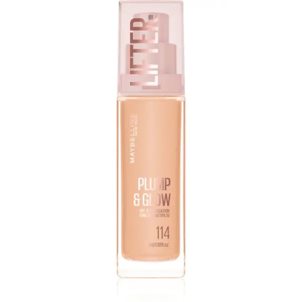 MAYBELLINE NEW YORK Lifter Plump & Glow rozjasňující make-up pro přirozený vzhled odstín 114 30 ml