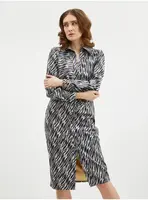 Orsay Béžovo-černé dámské vzorované košilové šaty v semišové úpravě ORSA - Dámské