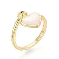 Heart Brass Shell & Epoxy Cuff Rings Setting