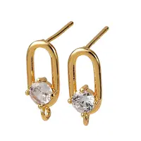 Brass Pave Clear Cubic Zirconia Stud Earring Findings