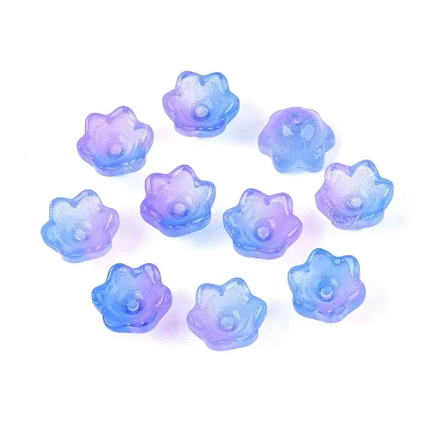 Transparent Two Tone Spray Painted Glass Bead Caps