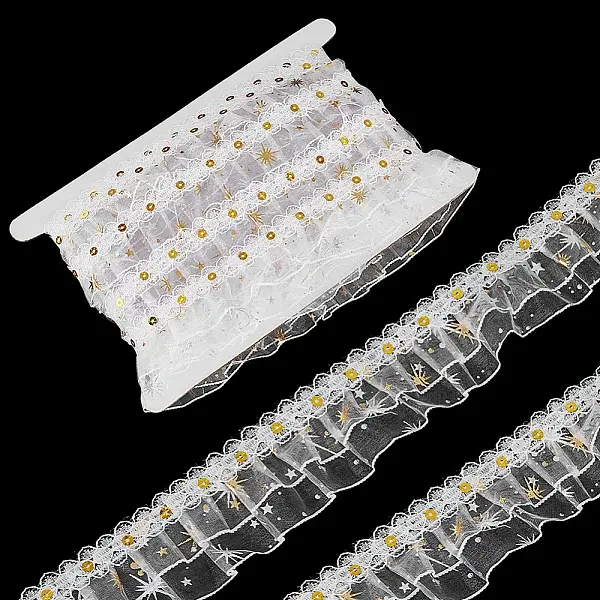 10 Yards Double Layer Polyester Pleated Lace Trim