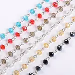 Handmade Rondelle Glass Beads Chains for Necklaces Bracelets Making