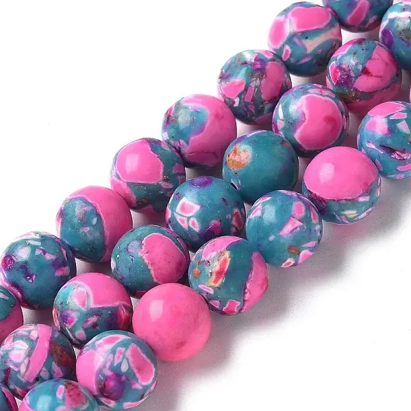 Dyed Synthetic Imperial Jasper Beads Strands