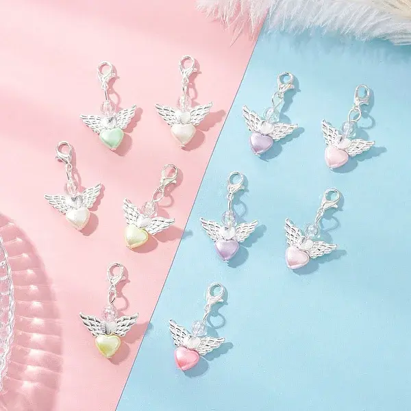 Opaque Acrylic Heart Angel Pendant Decorations