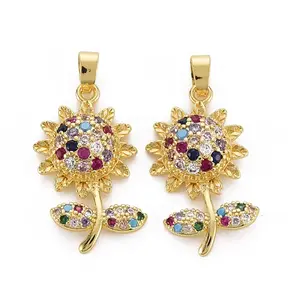 Brass Micro Pave Cubic Zirconia Pendants