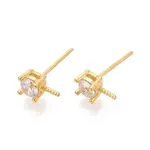 925 Sterling Silver & Clear Cubic Zirconia Stud Earring Findings