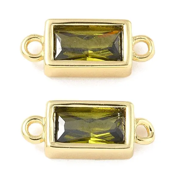 Brass Pave Glass Rectangle Connector Charms