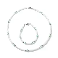 Plastic & Glass Pearl & Seed Beaded Bracelet and Necklace