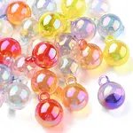 100Pcs 10 Colors UV Plating Rainbow Iridescent Transparent Acrylic Pendants