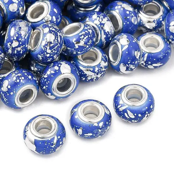 Opaque Resin Rondelle European Beads
