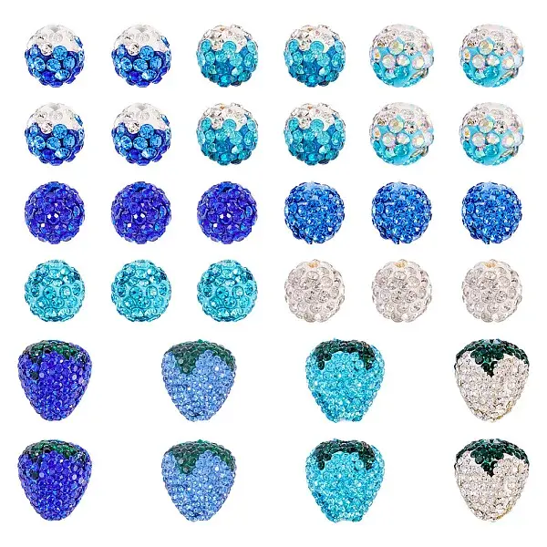 11 Styles Handmade Polymer with Rhinestone Clay Beads