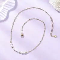 Natural Pearl Rice Beaded Pendant 304 Stainless Steel Satellite Chain Necklaces for Women