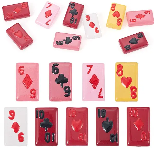 9Pcs 9 Colors Painted Glass Beads Enamel Beads