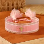 Cross Embroidered Tassel Cloth Woven Braid Bracelet