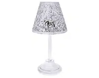 Dekorační svícen tvar lampa, bílý kov