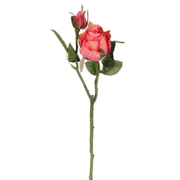 Umělá květina Růže 46 cm, oranžovo-růžová