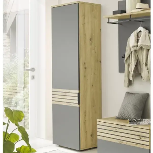 Předsíňová šatní skříň Milan, dub artisan/šedá